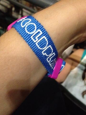 Coldplay bracelet that was given to all audience members. July 24, 2012. Toronto. Credit: Christine Urias 