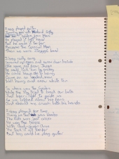 Original lyrics for 'Ziggy Stardust,' by David Bowie, 1972. (Courtesy of The David Bowie Archive. Image © Victoria and Albert Museum)