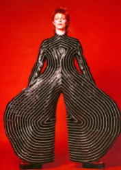 Striped bodysuit for the 'Aladdin Sane' tour, 1973. Design by Kansai Yamamoto. (Photo: Masayoshi Sukita. © Sukita / The David Bowie Archive)