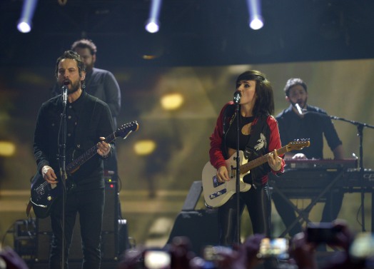 Lights and Sam Roberts Band perform "Up We Go" and "We're All In This Together" during the 2015 JUNO Awards at FirstOntario Centre in Hamilton on March 15, 2015. (Photo: CARAS)