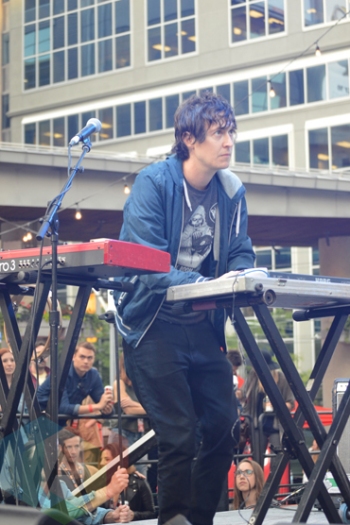 Born Ruffians performing at Yonge-Dundas Square in Toronto, ON on June 19, 2015 during NXNE 2015. (Photo: Justin Roth/Aesthetic Magazine)